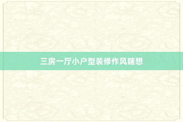 三房一厅小户型装修作风瞎想